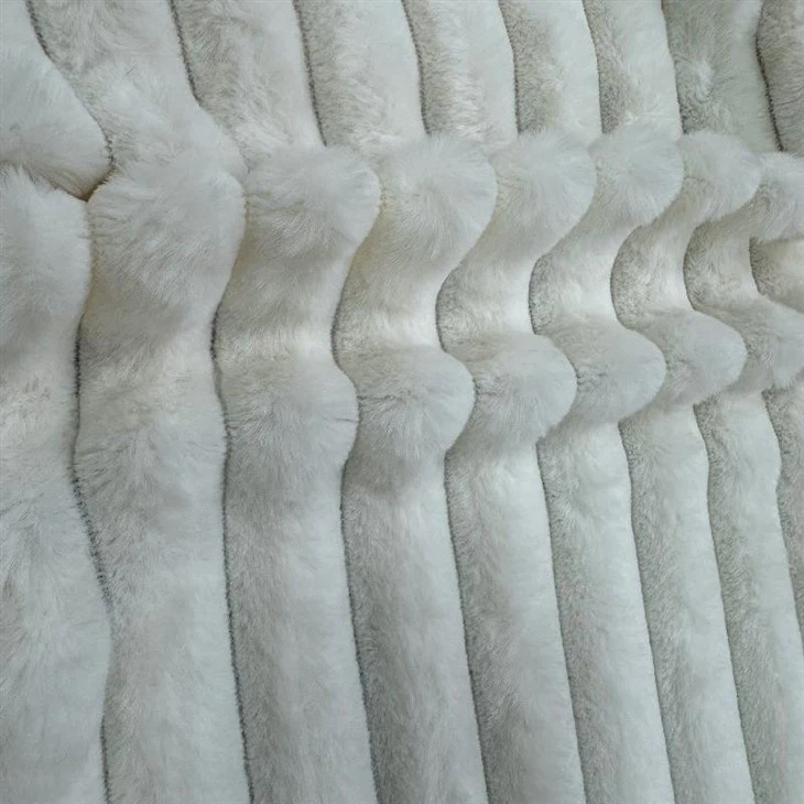 100%polyester Striped Faux Fur Fabric